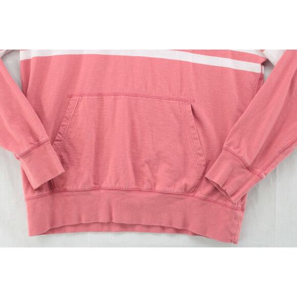 J Crew Hoodie Women's Large Red and White Striped Pullover Knit Top Beachy - Picture 2 of 7